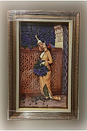 Çiçek Toplayan Kadın Temalı 3d Kağıt Rölyef Tablo