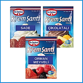 Dr.Oetker Krem Şanti Sade 75 g Krem Şanti Çikolatalı 80 g Krem Şanti Orman Meyveli 75 g