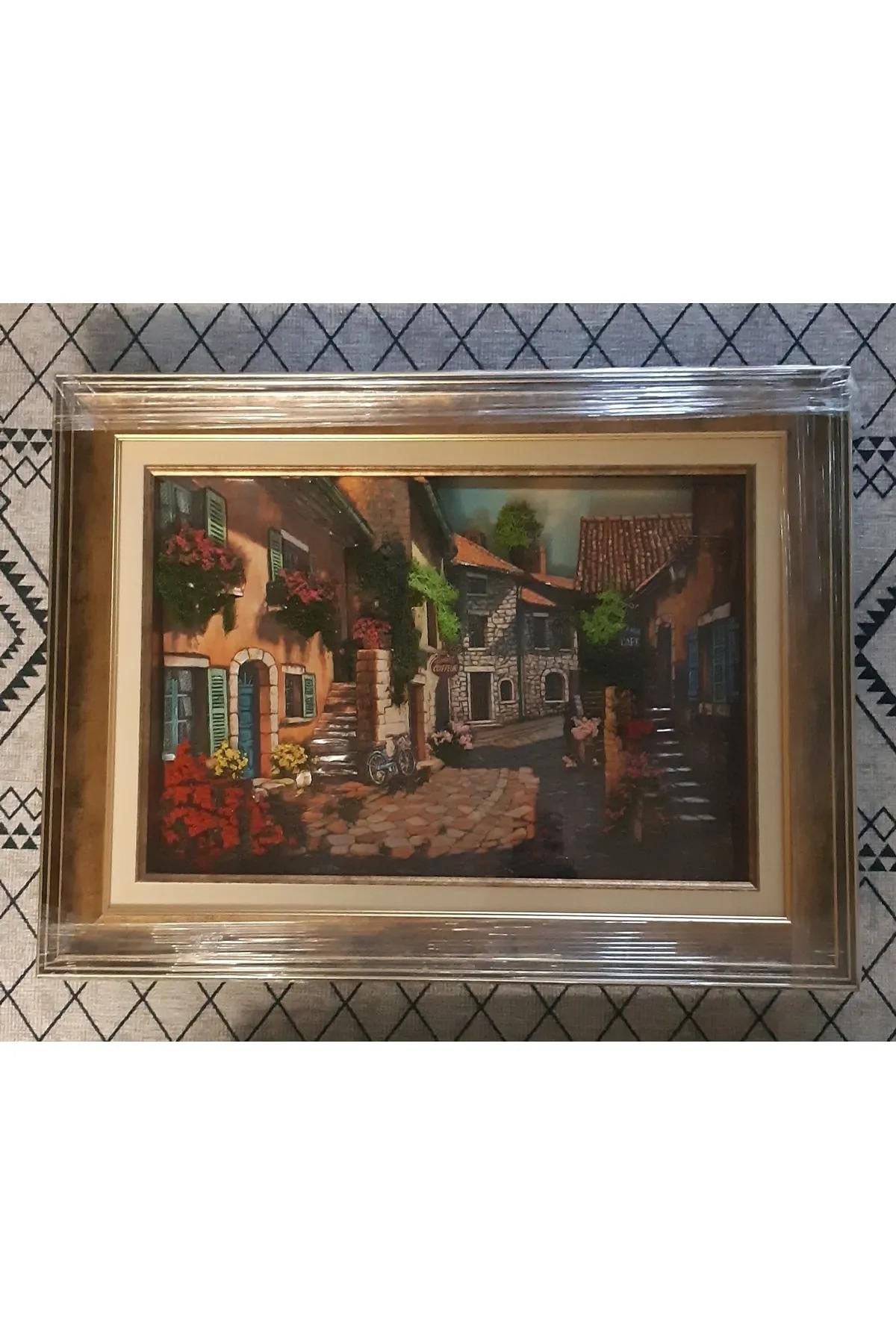 Alaçatı Sokak Temalı Özel Tasarım 3d Kağıt Rolyef Tablo