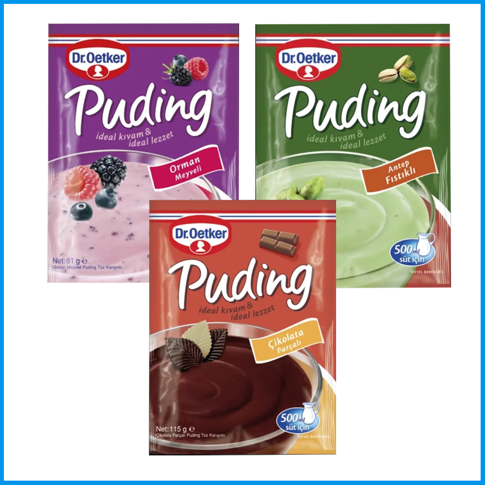 Dr.OetkerPuding Orman Meyveli 81 g Puding Antepfıstıklı 91 g Puding Çikolata Parçalı 115 g