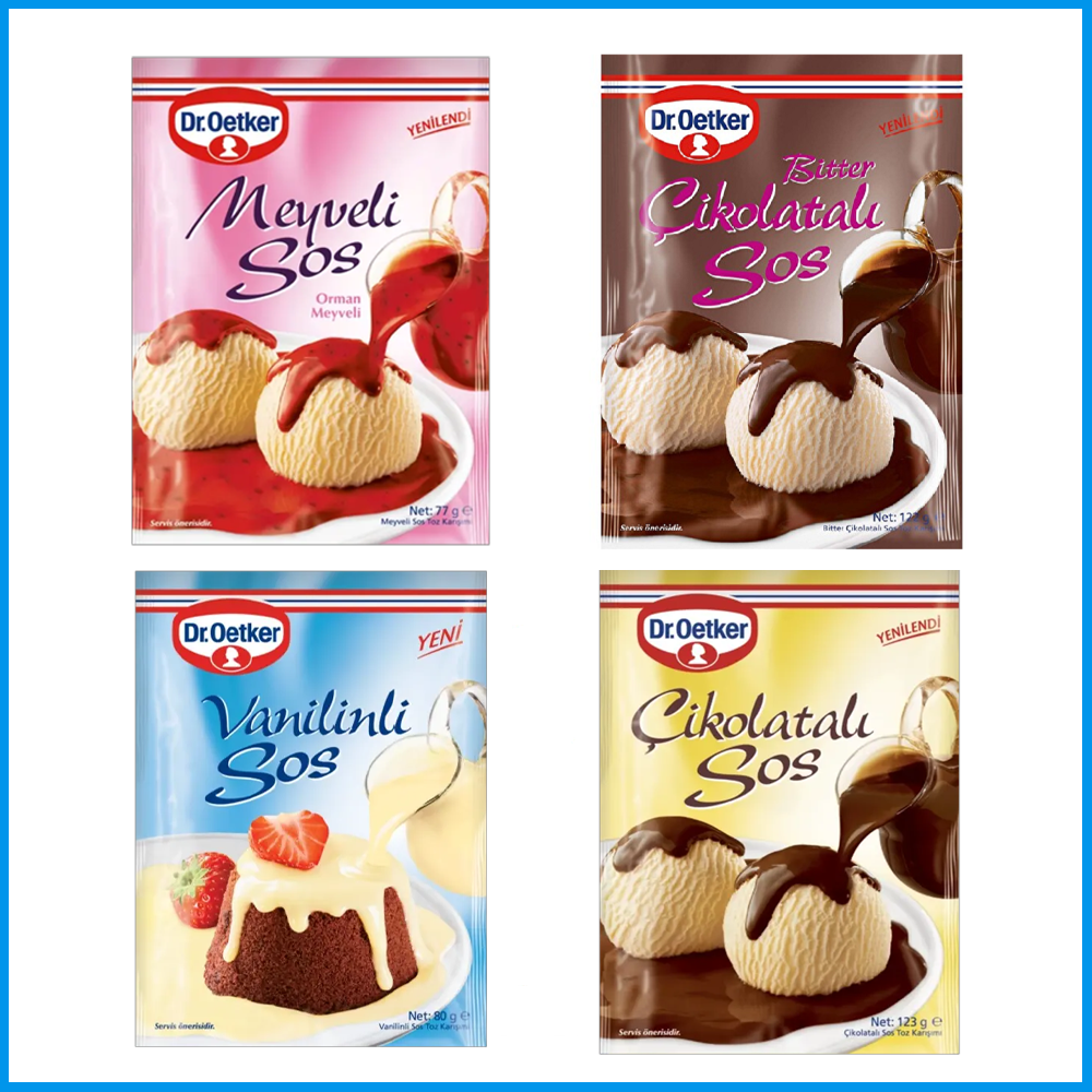 Dr.Oetker Vanilinli Sos 80 g Meyveli Sos 80 g Çikolatalı Sos 128 g Bitter Çikolatalı Sos 125 g